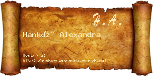 Hankó Alexandra névjegykártya